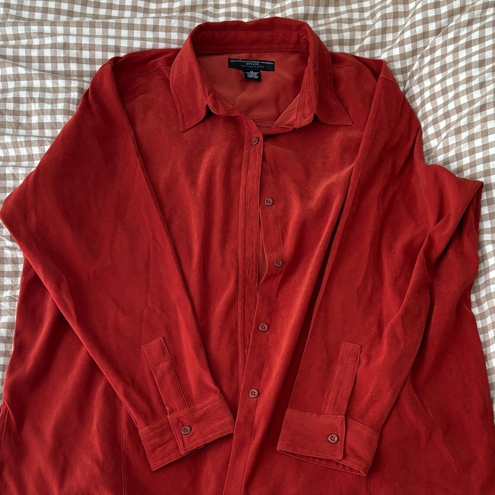 Women's Red/Orange Button Down Shirt